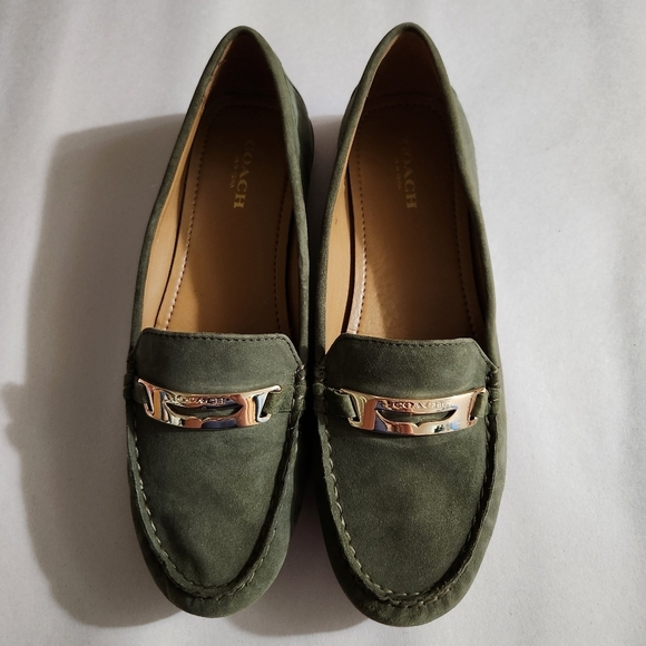 Coach Shoes - Coach Olympia Suede Moss Green Loafer Shoes 7.5